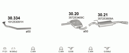 Глушитель Volkswagen Golf (1983-1992) 30334