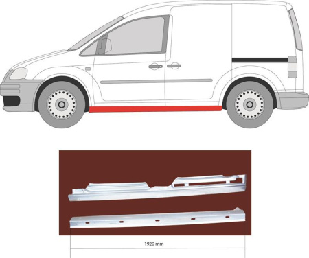 Порог левый Volkswagen Caddy (2004-2015) 9571011