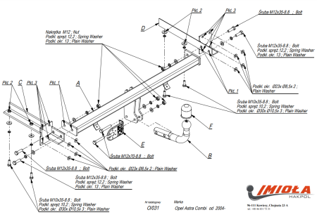 Прицепное устройство (фаркоп) Opel Astra H (2004-2010) O031