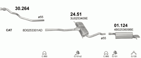 Глушитель Skoda Superb (2001-2008) 30264