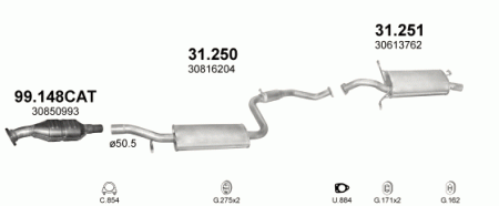 Глушитель Volvo V40 (1996-2004) 31250