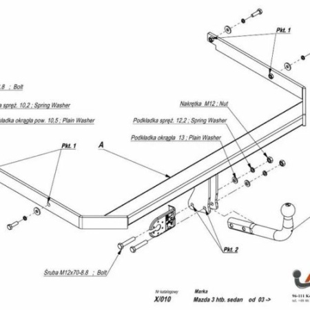 Прицепное устройство (фаркоп) Ford Focus (2011-2019) X010