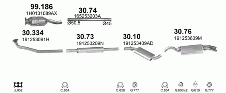 Глушитель Volkswagen Golf (1983-1992) 3076