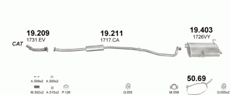 Глушитель Peugeot 206 (1998-2009) 19403