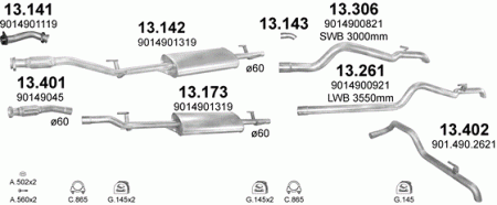 Глушитель Mercedes Sprinter W901-905 (1995-2006) 13261
