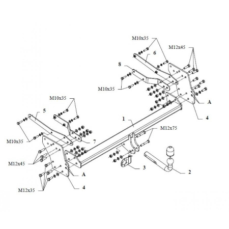 Прицепное устройство (фаркоп) Nissan Pick-Up D22 (1998-2007) V51