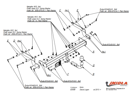Прицепное устройство (фаркоп) Renault Logan (2013-) G008